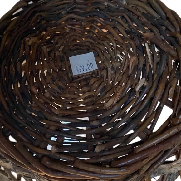 Woven Wicker Birch Bark Basket Country Farmhouse Lodge Cabin Decor Rustic 99 Tag - Picture 4 of 5